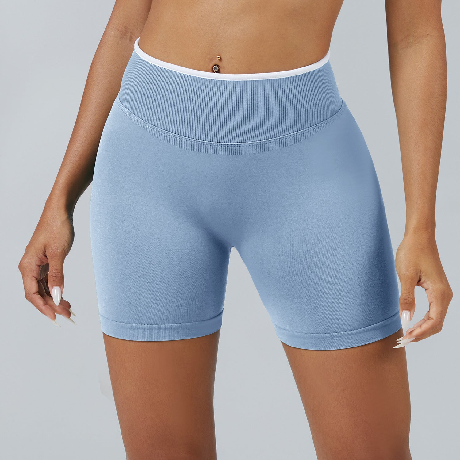 Color Matching Seamless Tight Yoga Shorts Peach Hip Raise