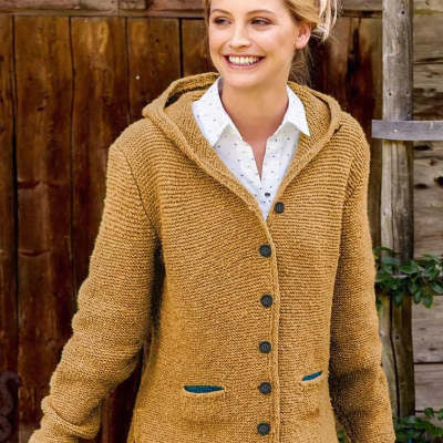 Hooded knitted cardigan