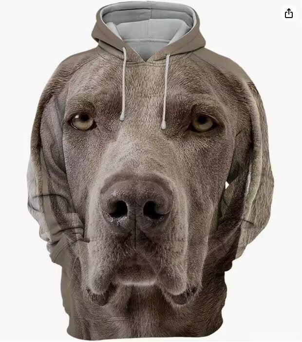 Men's Thermal Transfer 3D Dog Hoodie Coat