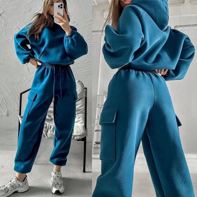 Female Solid Color Fashion Sports And Leisure Sweater Suit