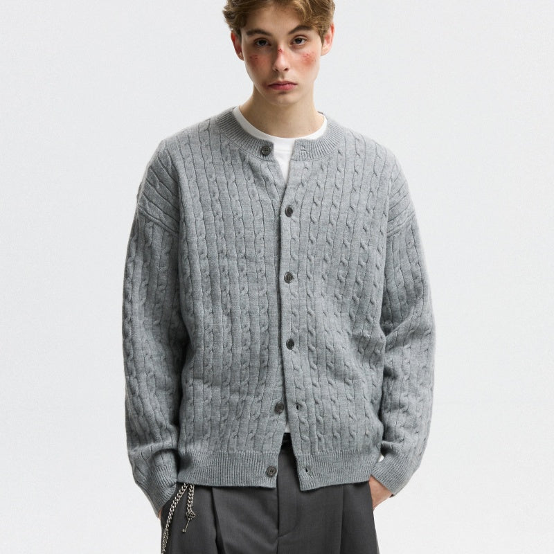 Twisted Solid Color Sweater Cardigan For Men And Women, American Style For Autumn And Winter