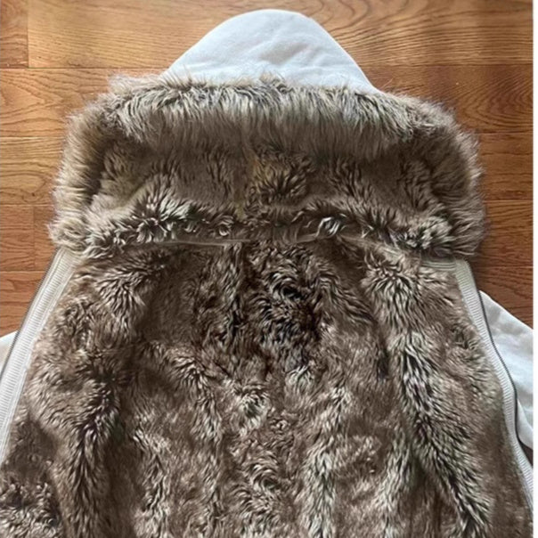 American Retro Hot Girl Hooded Women's Zipper Casual Waist-tight Sweater