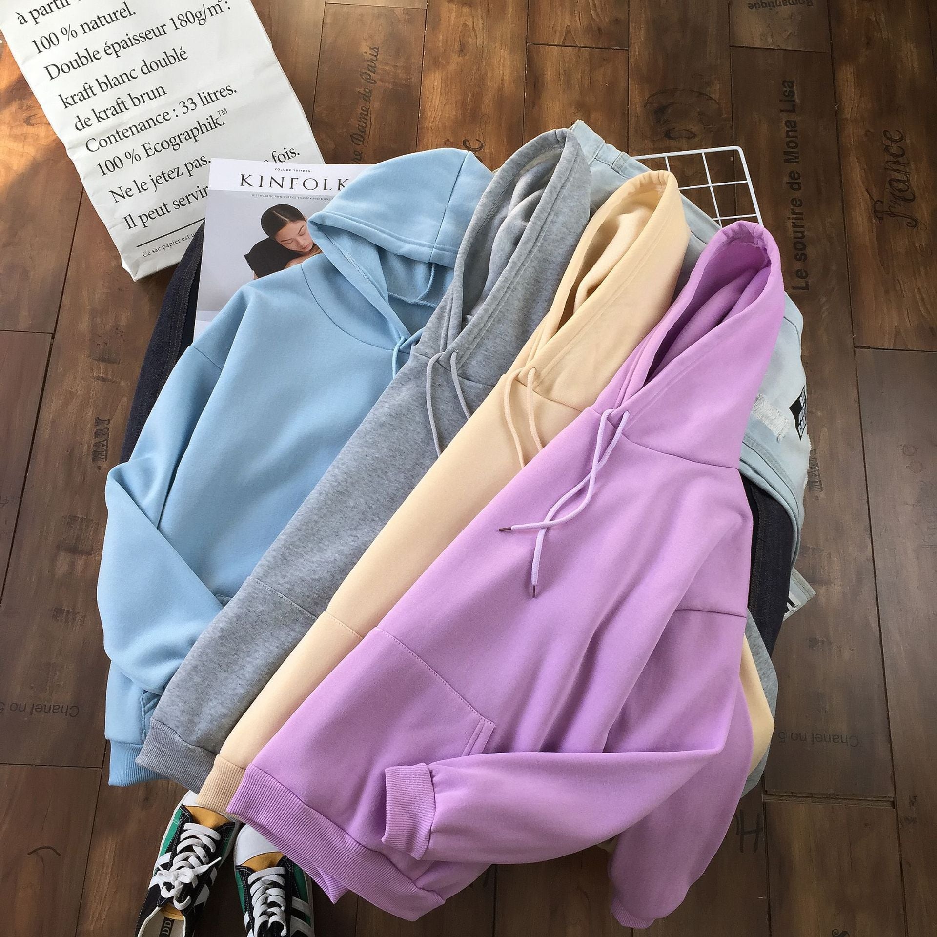 Long Sleeve Solid Color Hooded Sweater Couple