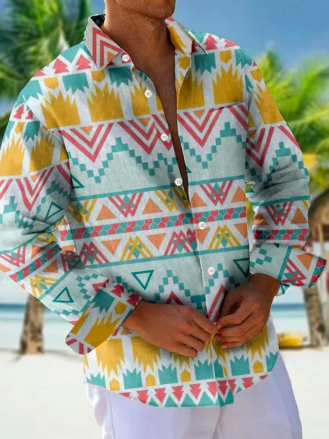 Men's Casual Long Sleeve Loose-fitting Shirt