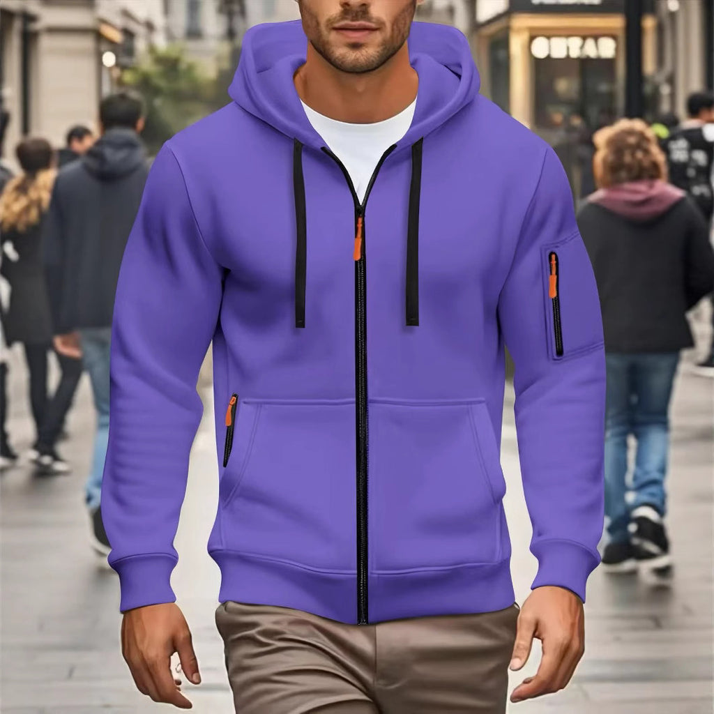 Men's Casual Sports Zipper Hooded Sweatshirt Jacket