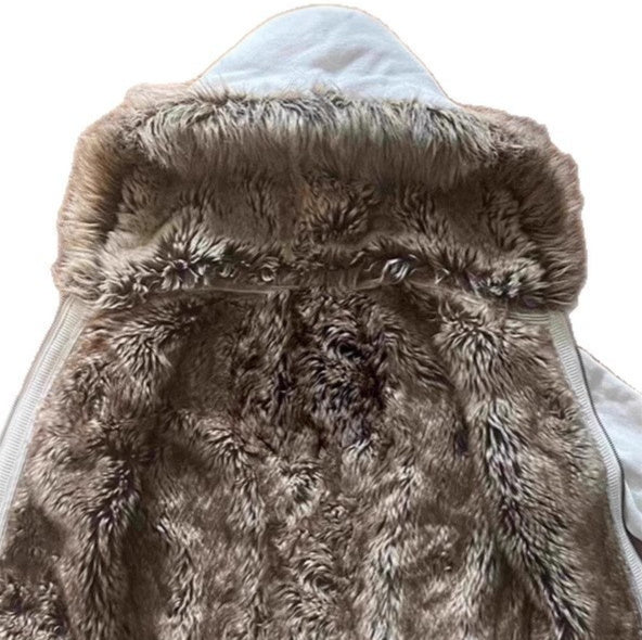 American Retro Hot Girl Hooded Women's Zipper Casual Waist-tight Sweater