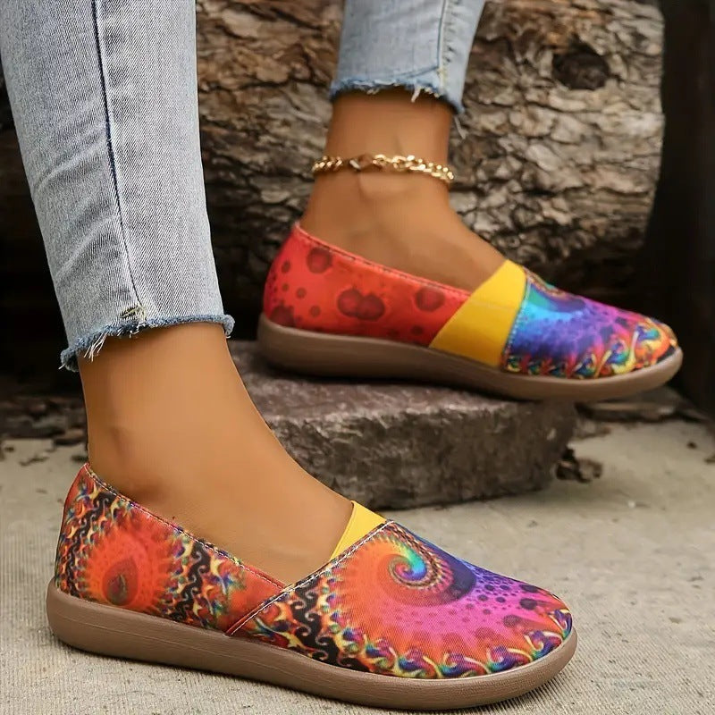 Women's Colorful Round Head Low-cut Leisure All-match Slip-on Shoes