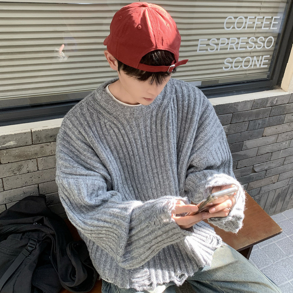 New Retro Worn Long-sleeved Pullover Sweater For Men And Women