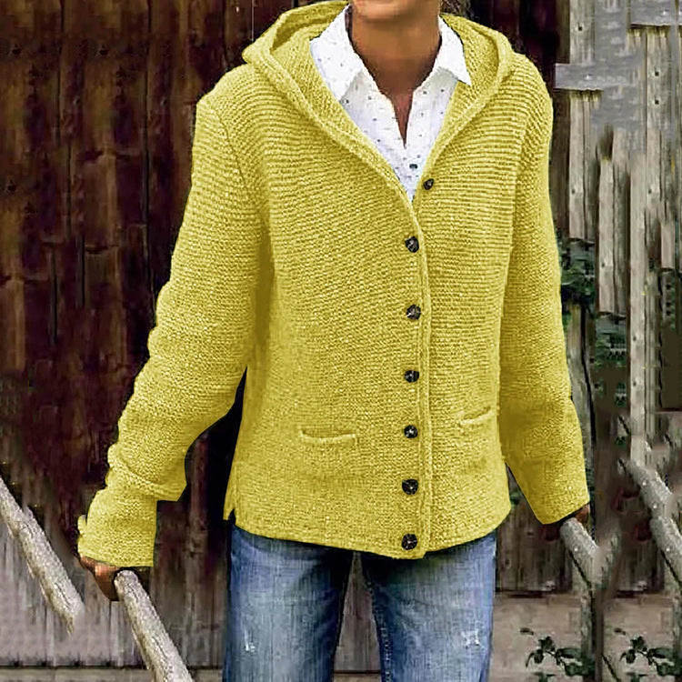 Hooded knitted cardigan