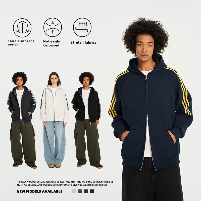 Striped Hooded Sweater For Men And Women Spring And Autumn All-matching