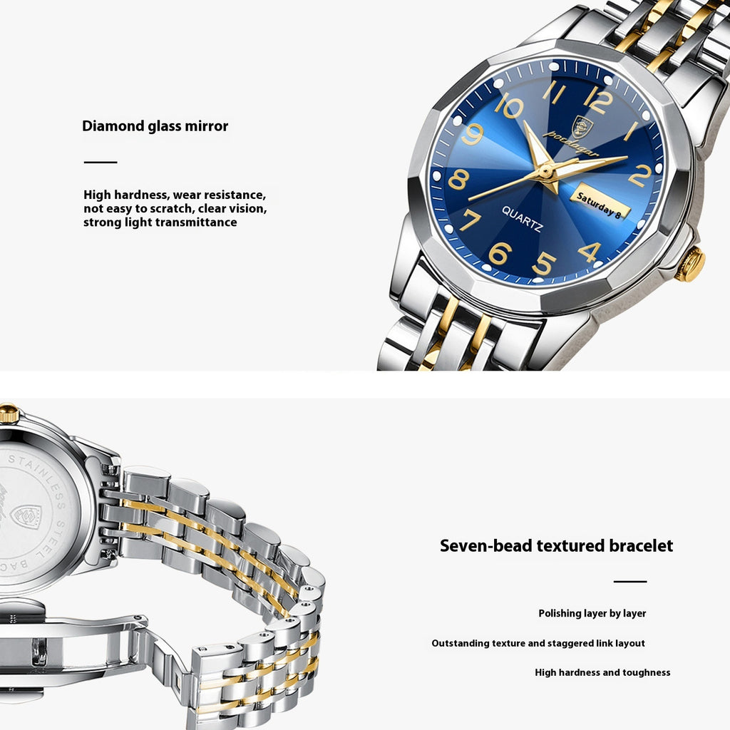 Women's Waterproof Double Calendar Watch