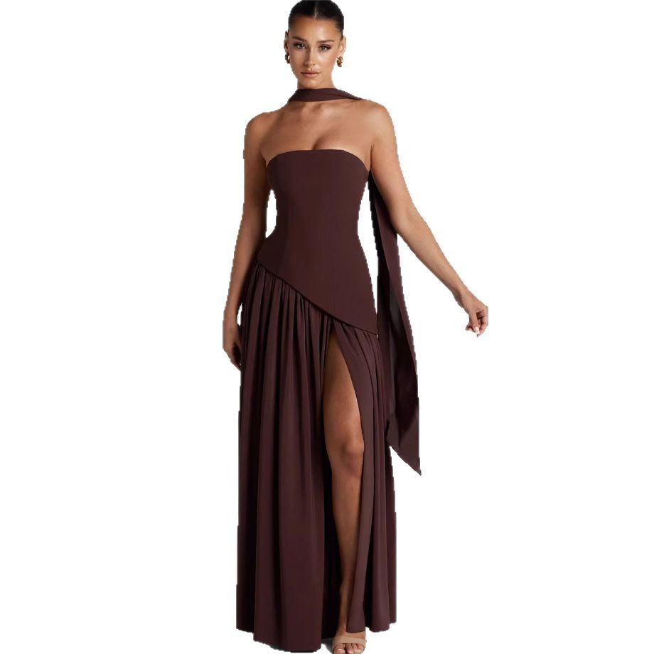 Irregular Tube Top Tied Dress Women