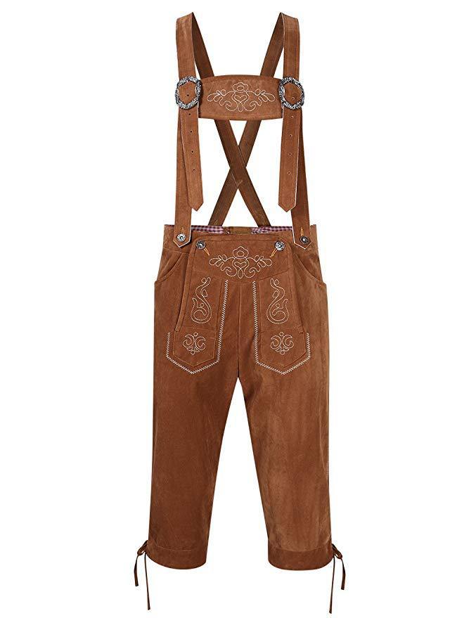 Men's Traditional Beer Costume Checkered Shirt Suspender Embroidered Pants