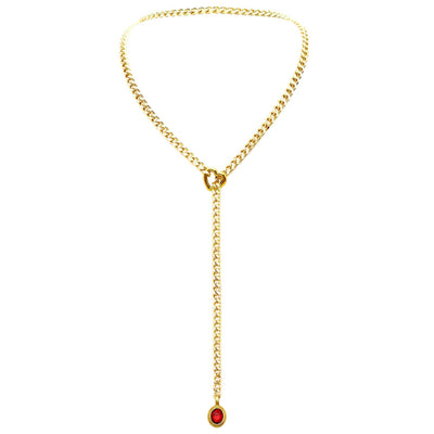 Stainless Steel 18K Slide Chain Heart-shaped Ring Punk Rock Exaggerated Style Cuba Long Necklace