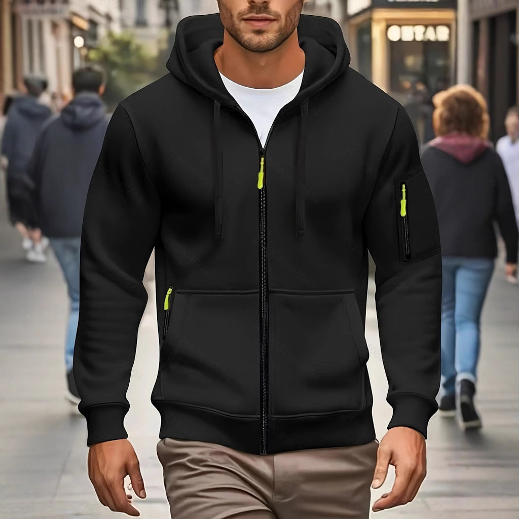 Men's Casual Sports Zipper Hooded Sweatshirt Jacket