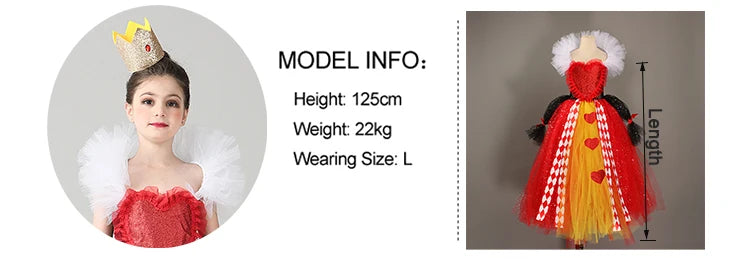 Evil Red Queen Sparkly Girls Tutu Dress Deluxe Wonderland Royal Heart Kids Halloween Fancy Dress Children Pageant Party Costume