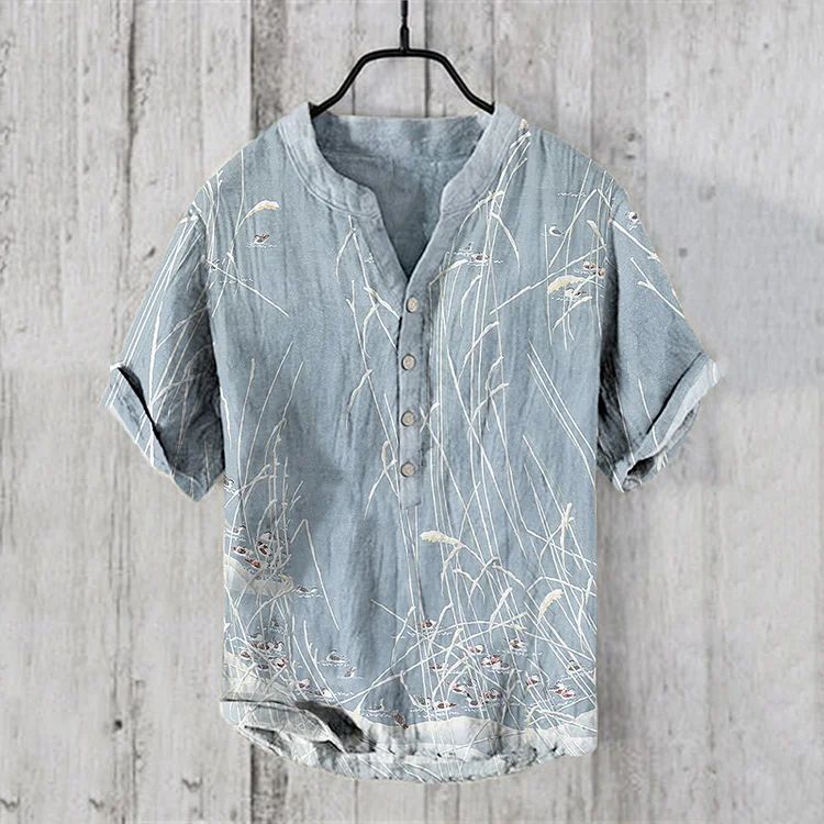 National Bamboo Printing Men's Shirt 3D Digital Printing Elegant Style