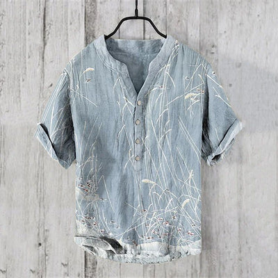 National Bamboo Printing Men's Shirt 3D Digital Printing Elegant Style