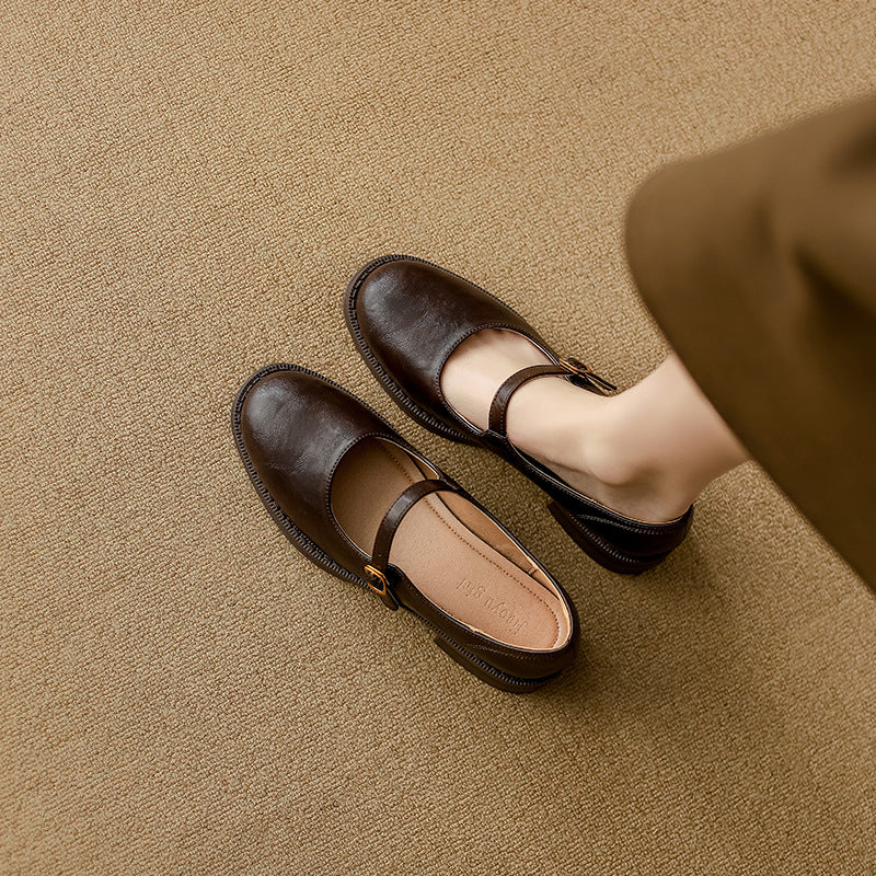 Thick-soled Extra Height, Black Leather Shoes