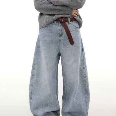 Retro Washed Distressed Simple Straight Jeans