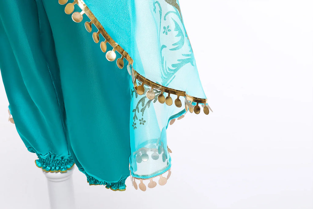 Jasmine Princess Dress for Girls Cosplay Aladdin Magic Lamp Costume Outfit Girls Halloween Kids Birthday Carnival Dance Vestidos