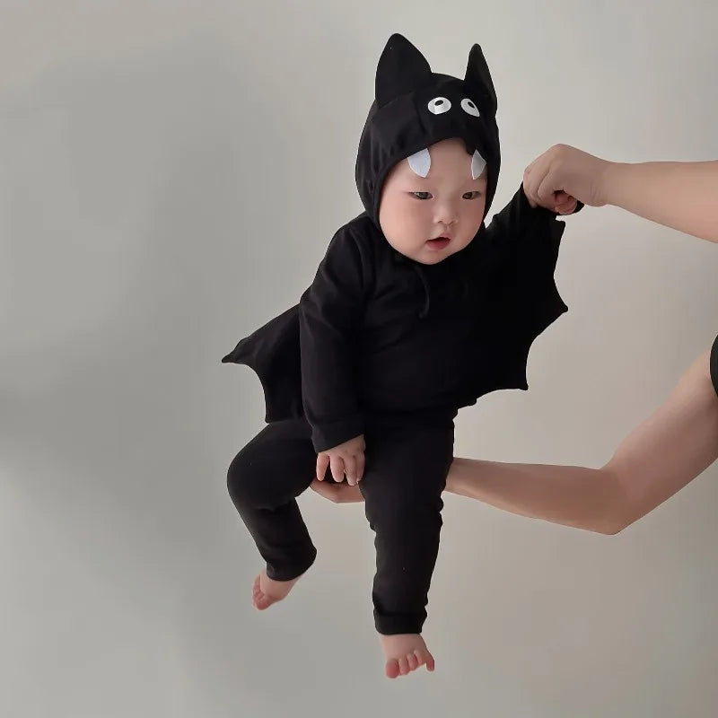 Halloween Costume Bat Cosplay  Baby Bodysuit Kids 3-Piece Set Batwing Long Sleeve Outfit  Infant Boys Girls Cute Autumn Dress Up