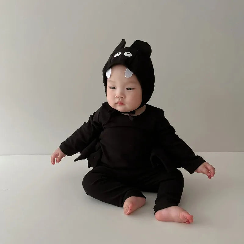 Halloween Costume Bat Cosplay  Baby Bodysuit Kids 3-Piece Set Batwing Long Sleeve Outfit  Infant Boys Girls Cute Autumn Dress Up