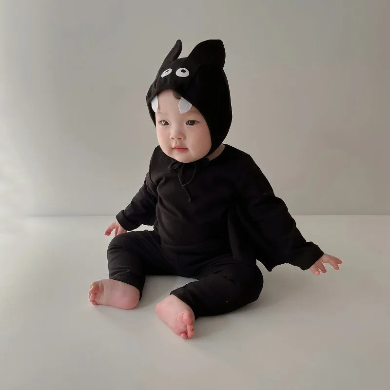 Halloween Costume Bat Cosplay  Baby Bodysuit Kids 3-Piece Set Batwing Long Sleeve Outfit  Infant Boys Girls Cute Autumn Dress Up