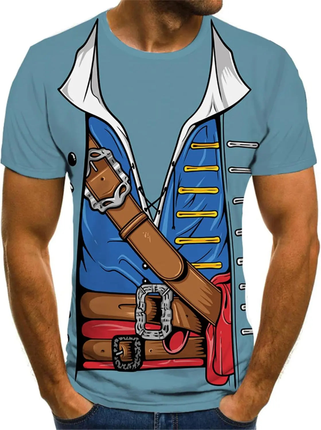 KYKU Halloween Pirate Costume Men Shirt Adult Funny 3D Print Graphics Novelty Clothing