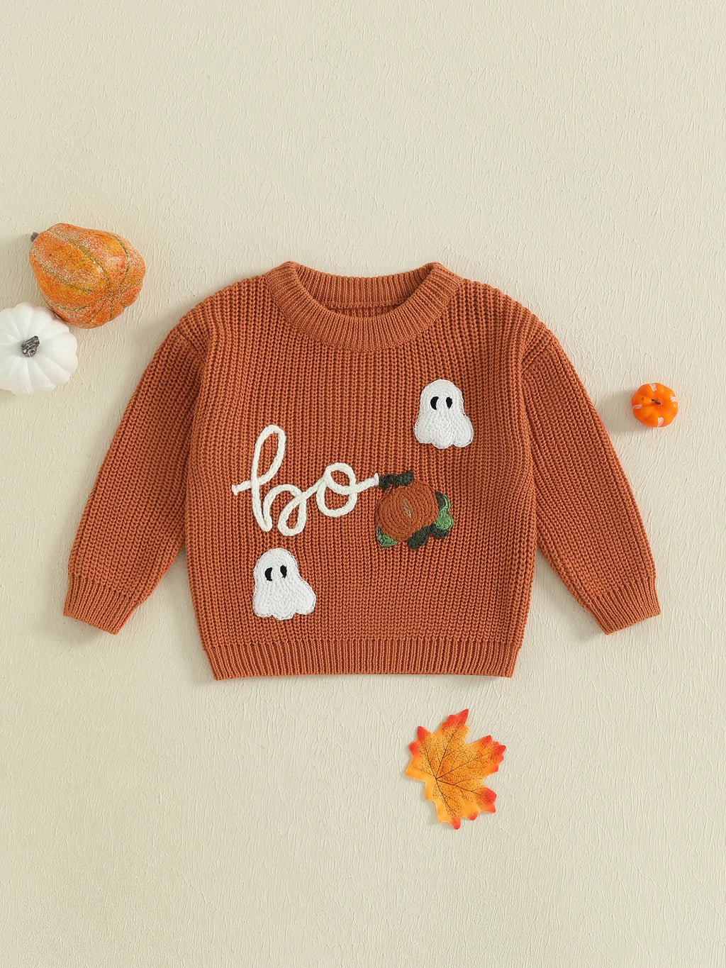 Cute Pumpkin Patch Knit Sweater Cozy Long Sleeve Crew Neck Halloween Pullover for Baby Boys and Girls Warm Infant Clothing