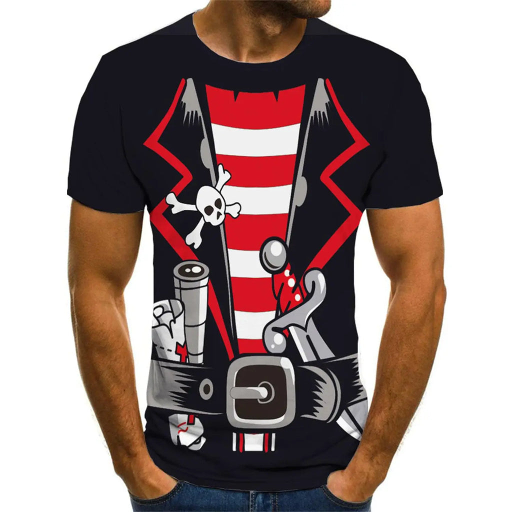 KYKU Halloween Pirate Costume Men Shirt Adult Funny 3D Print Graphics Novelty Clothing