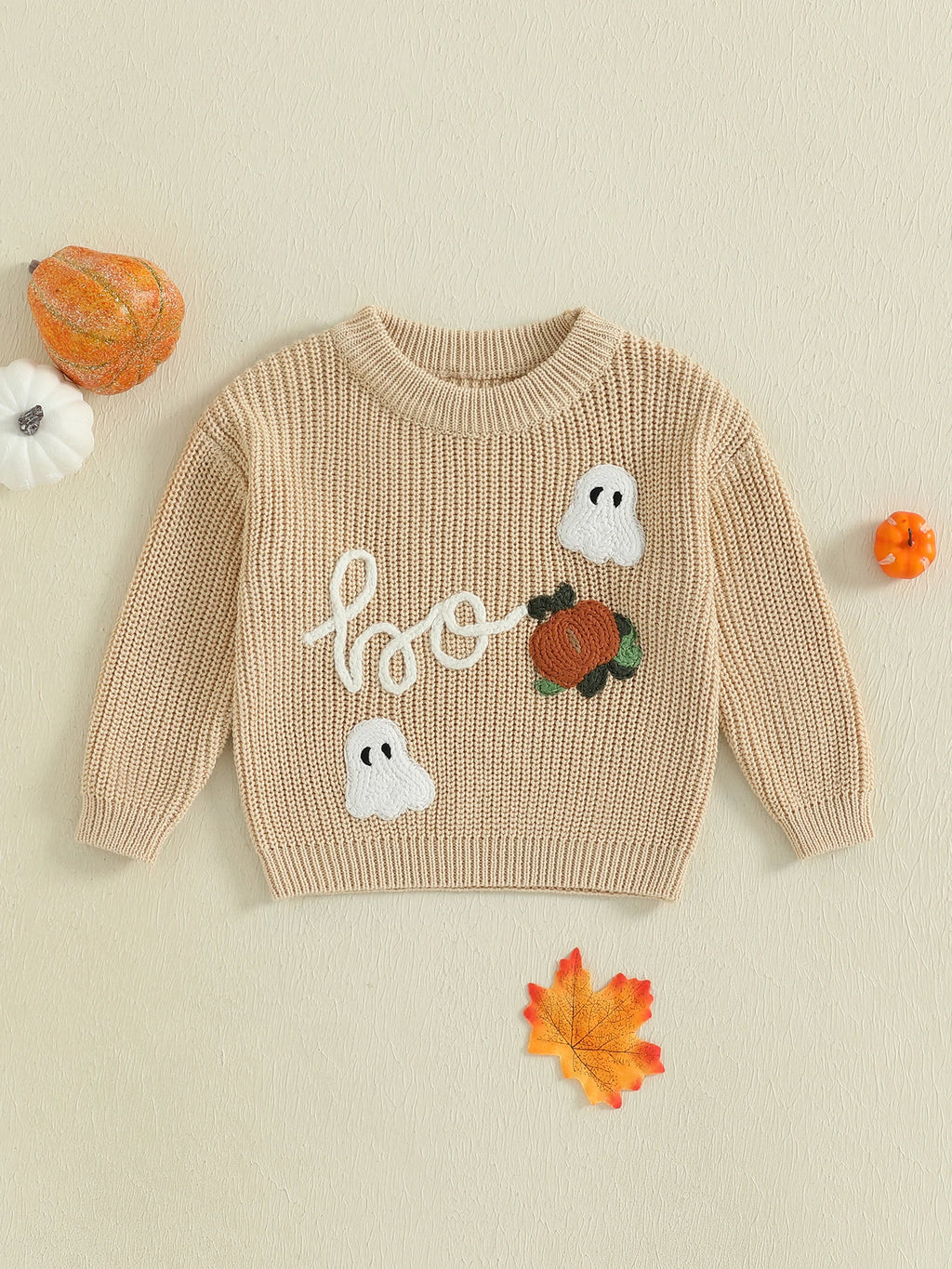 Cute Pumpkin Patch Knit Sweater Cozy Long Sleeve Crew Neck Halloween Pullover for Baby Boys and Girls Warm Infant Clothing