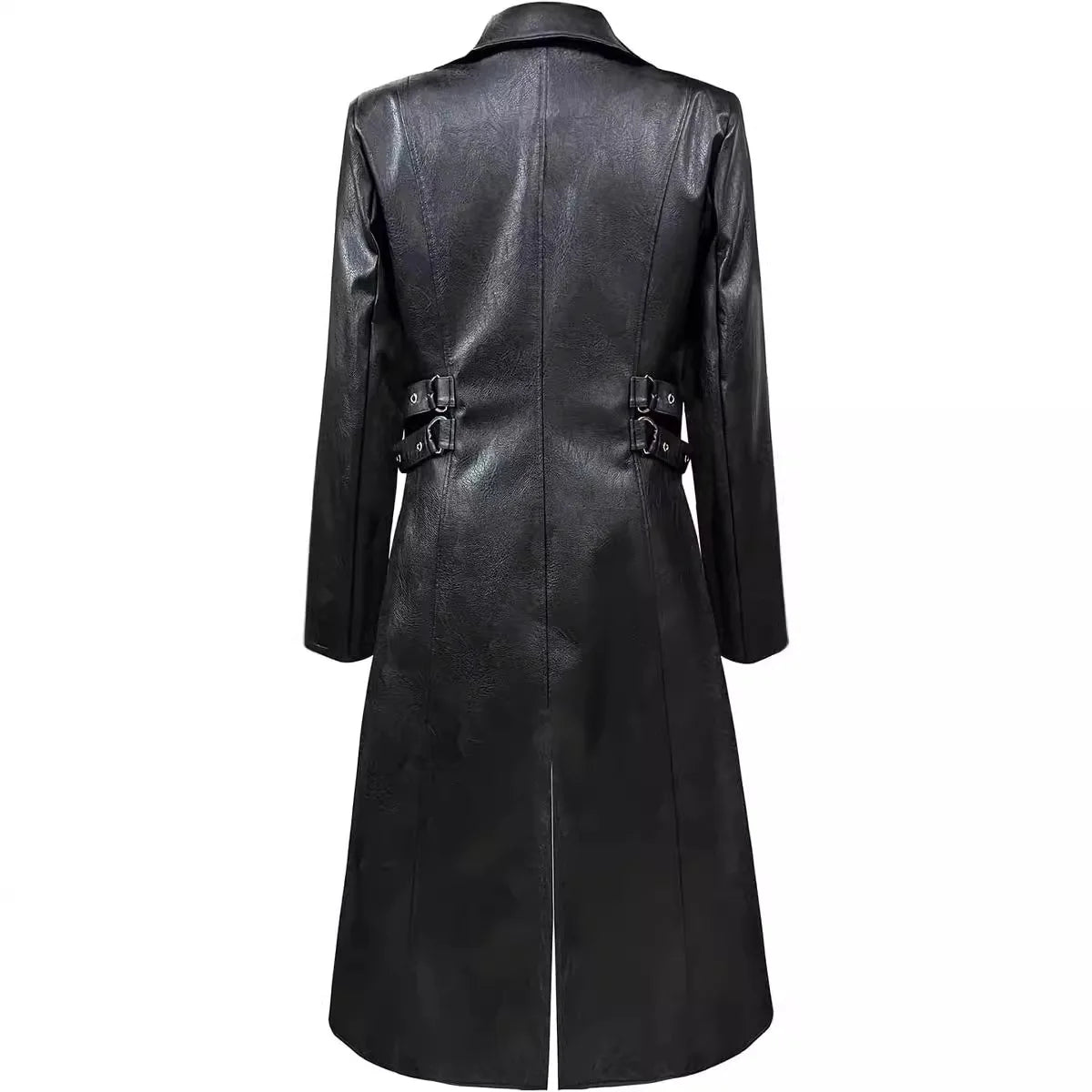 Men Steampunk Faux Leather Vintage Jacket Medieval Trench Coat Long Outwear Winter Gothic Windbreaker Motorcycle Halloween Stage