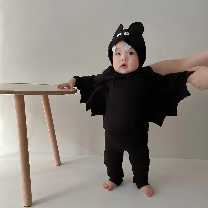 Halloween Costume Bat Cosplay  Baby Bodysuit Kids 3-Piece Set Batwing Long Sleeve Outfit  Infant Boys Girls Cute Autumn Dress Up