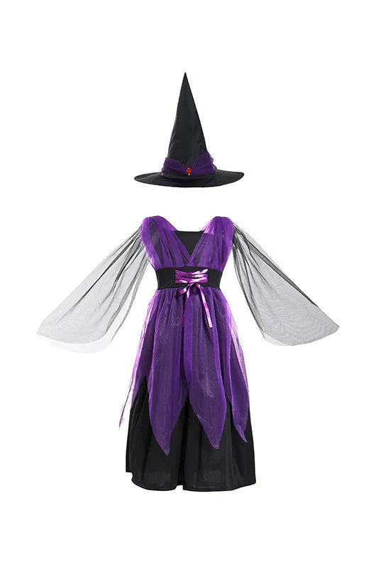 Girl Vampire Halloween Dress for Kid Ghost Bride Gothic Cosplay Vampire Costume Witch Dresses for Girls Carnival Party Clothes