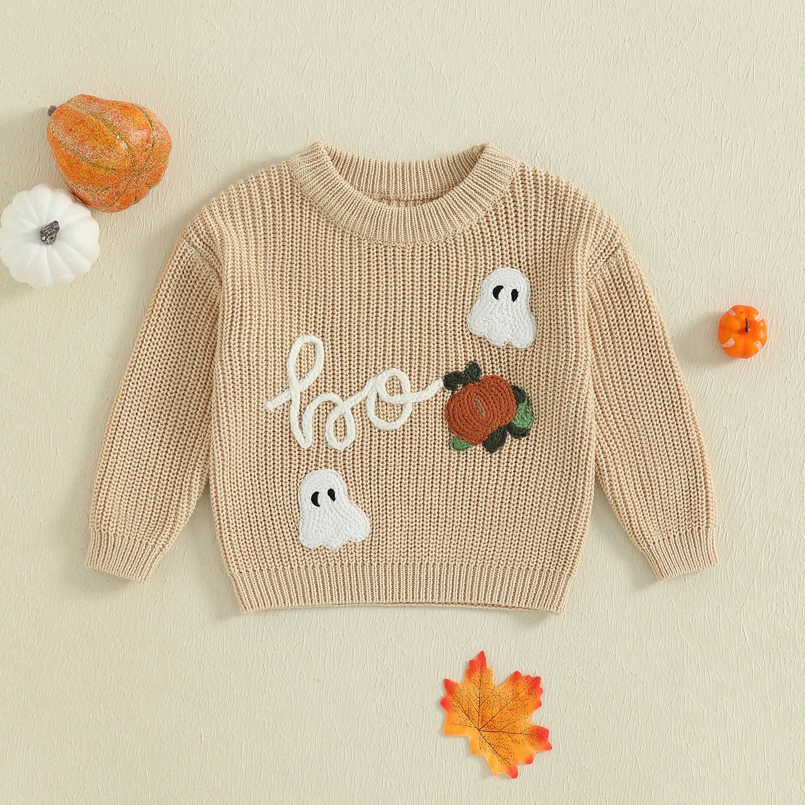 Cute Pumpkin Patch Knit Sweater Cozy Long Sleeve Crew Neck Halloween Pullover for Baby Boys and Girls Warm Infant Clothing