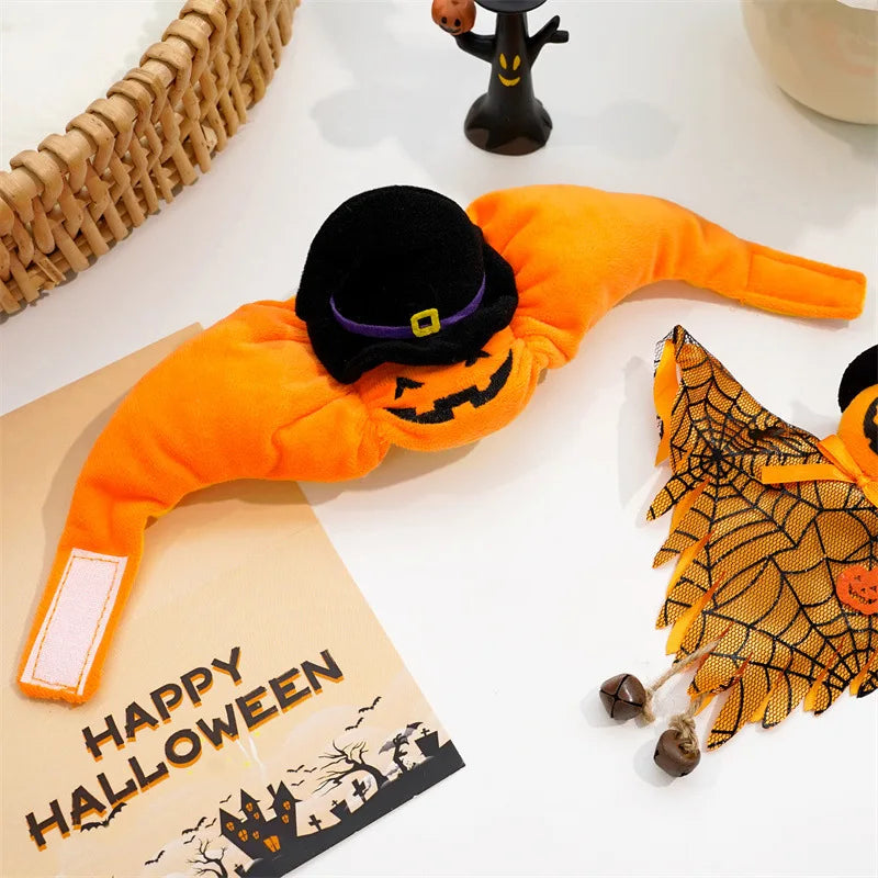 Halloween Cat Cap Pumpkin Plush Head Cover Cute Cat Dog Woven Warm Headdress Pet Hat Kitten Puppy Cosplay Costume Accessories
