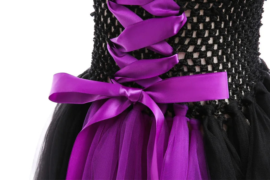 Maleficent Halloween For Children Costume Tulle Purple Black Dress Girls Cosplay Vestidos Party Evil Queen Mesh Princess Dresses