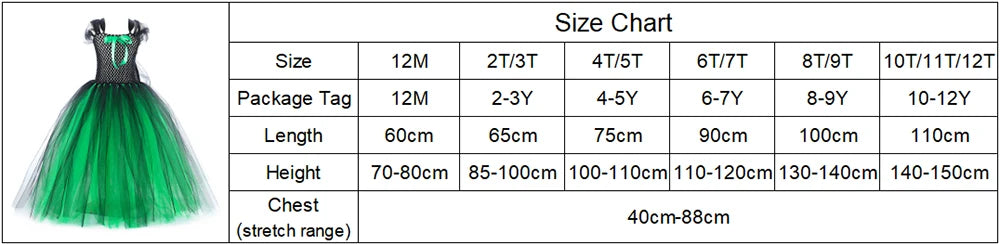 Wicked Elphaba Witch Costume for Girls Green Black Tutu Dress Kids Halloween Carnival Party Dress Up Clothes with Hat Broom Cape