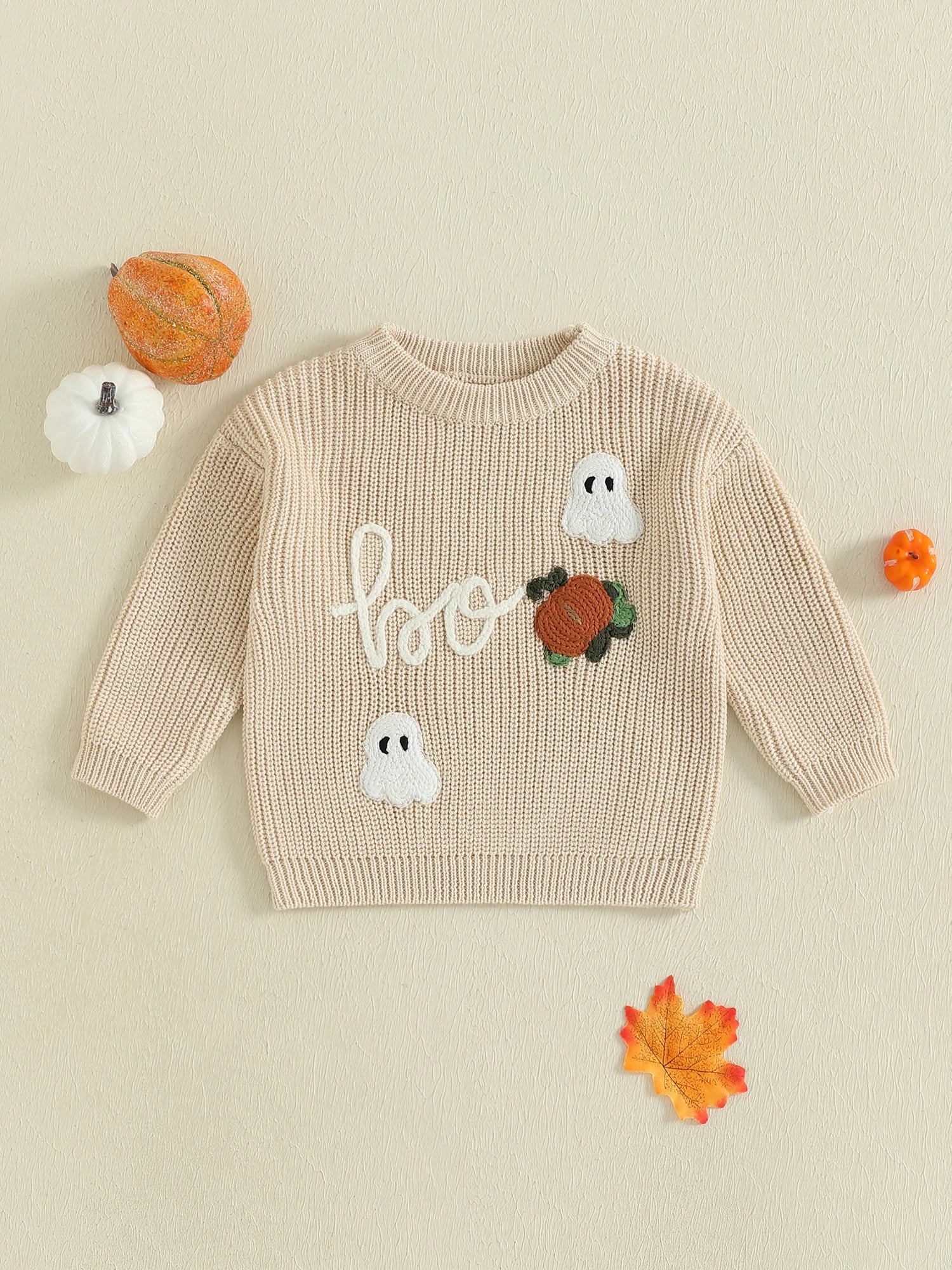 Cute Pumpkin Patch Knit Sweater Cozy Long Sleeve Crew Neck Halloween Pullover for Baby Boys and Girls Warm Infant Clothing
