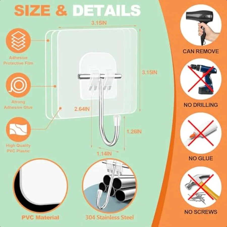 Wreath Hangers for Front DoorLarge Adhesive WallHooksforHangingHeavyDuty 10 Pack Christmas Halloween Decorations Fall WreathDoo