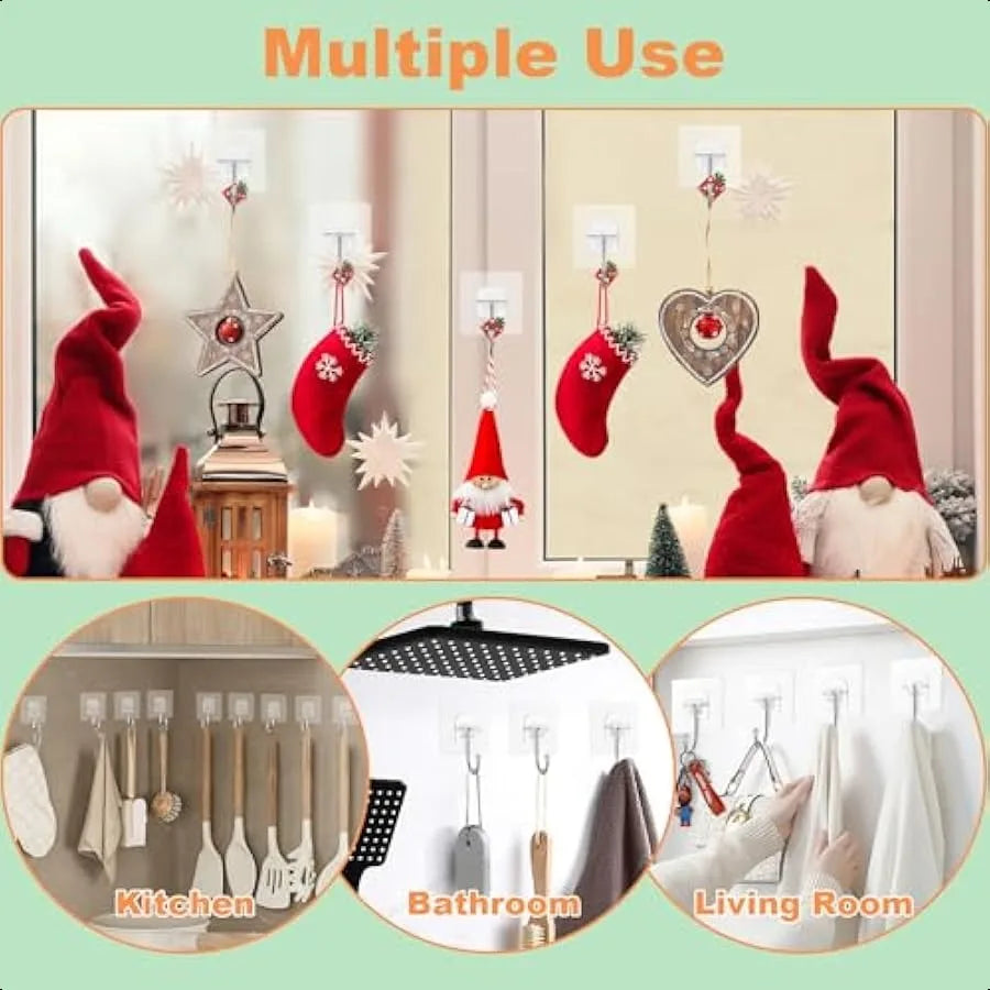 Wreath Hangers for Front DoorLarge Adhesive WallHooksforHangingHeavyDuty 10 Pack Christmas Halloween Decorations Fall WreathDoo