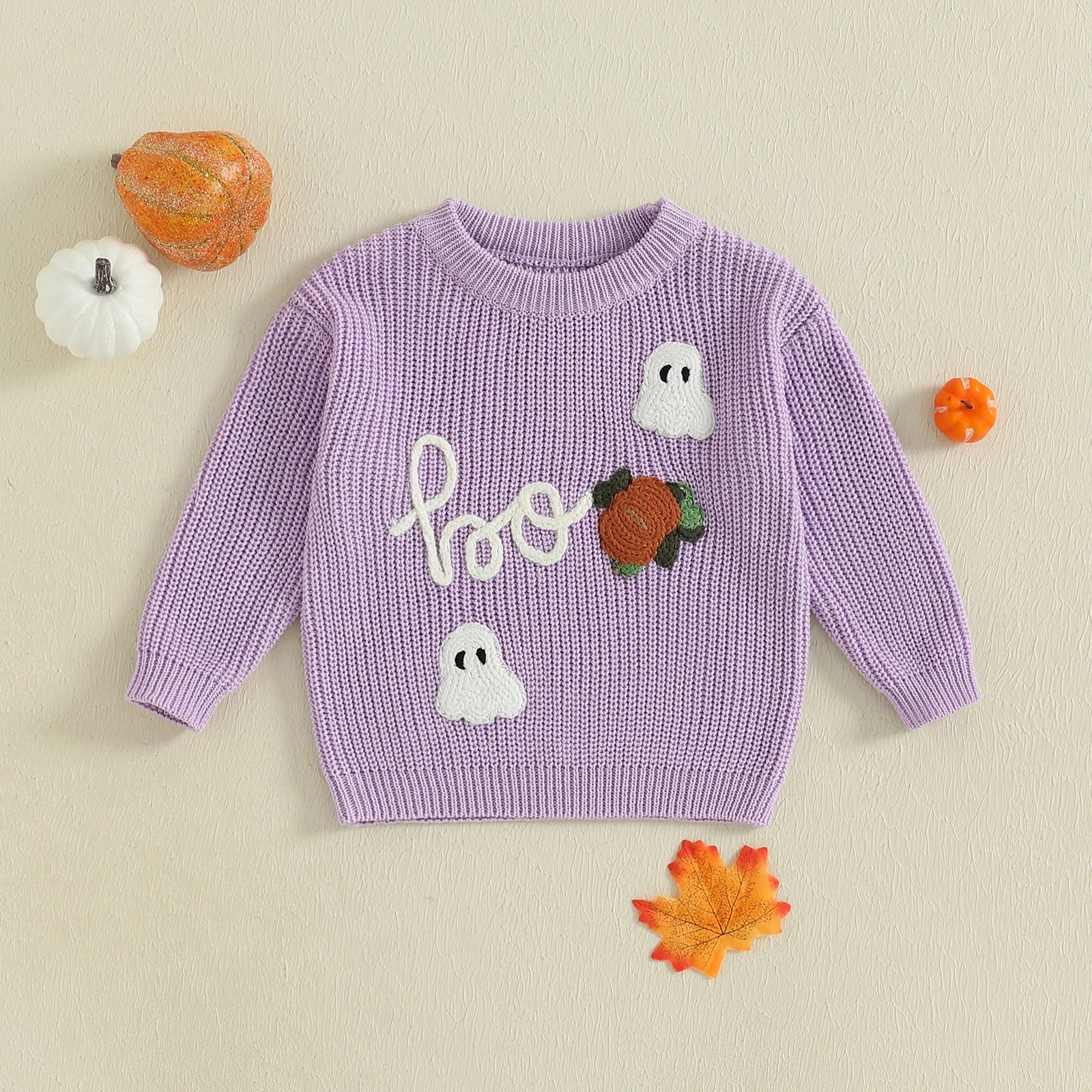 Cute Pumpkin Patch Knit Sweater Cozy Long Sleeve Crew Neck Halloween Pullover for Baby Boys and Girls Warm Infant Clothing