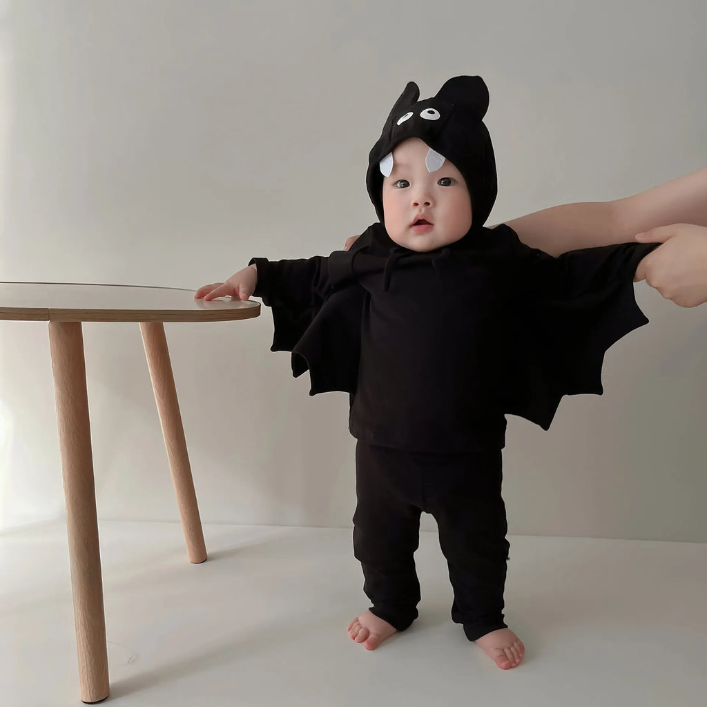 Halloween Costume Bat Cosplay  Baby Bodysuit Kids 3-Piece Set Batwing Long Sleeve Outfit  Infant Boys Girls Cute Autumn Dress Up