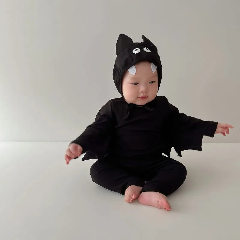 Halloween Costume Bat Cosplay  Baby Bodysuit Kids 3-Piece Set Batwing Long Sleeve Outfit  Infant Boys Girls Cute Autumn Dress Up