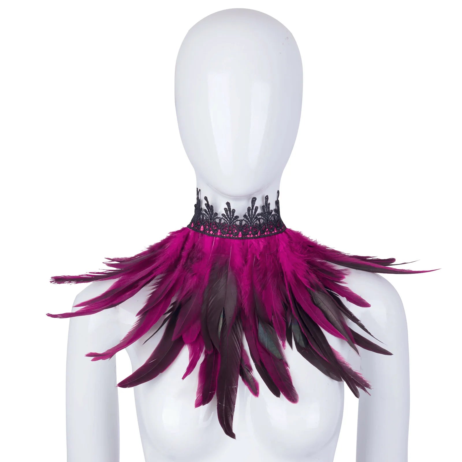 Dramatic Gothic Feather Neck Wrap Scarf - A Stunning Accessory for Halloween Celebrations, Dance Performances