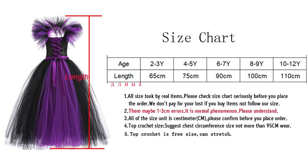 Maleficent Halloween For Children Costume Tulle Purple Black Dress Girls Cosplay Vestidos Party Evil Queen Mesh Princess Dresses