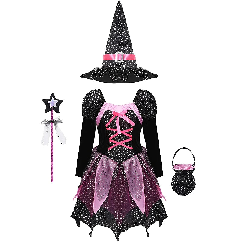 Girl Vampire Halloween Dress for Kid Ghost Bride Gothic Cosplay Vampire Costume Witch Dresses for Girls Carnival Party Clothes