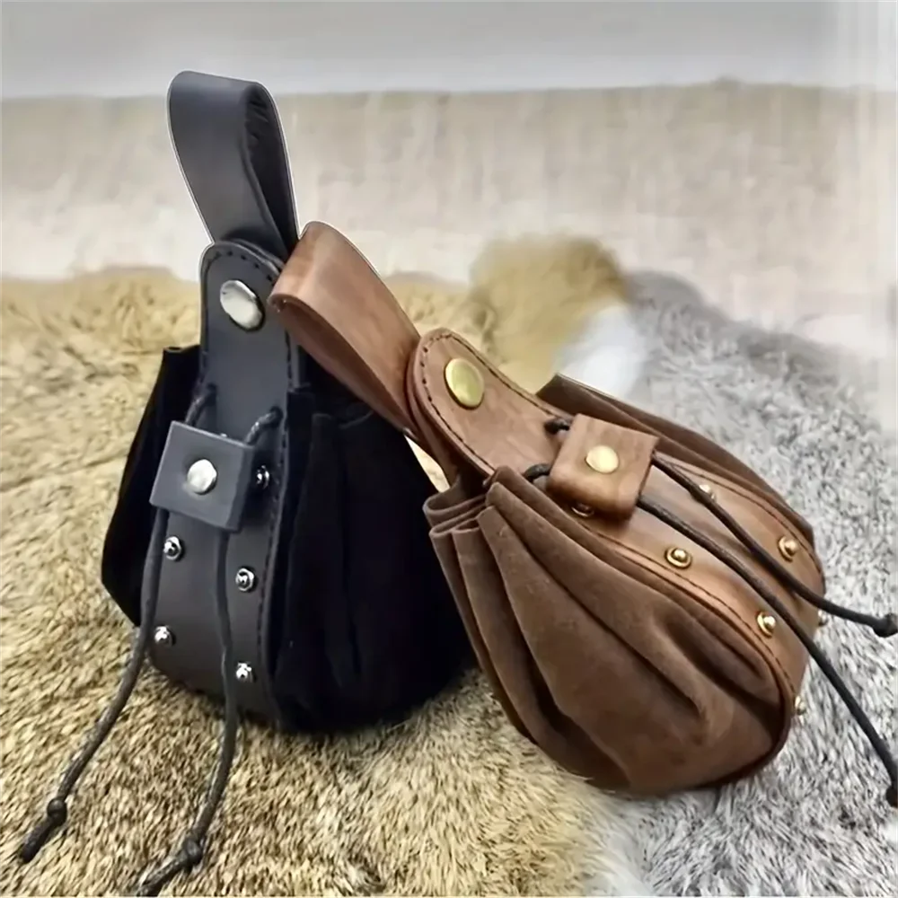 Medieval Punk Retro Waist Bag Renaissance Outdoor Belt Bag Wallet Halloween Costume Party Cosplay Hanging Pouch Coin Purse Props
