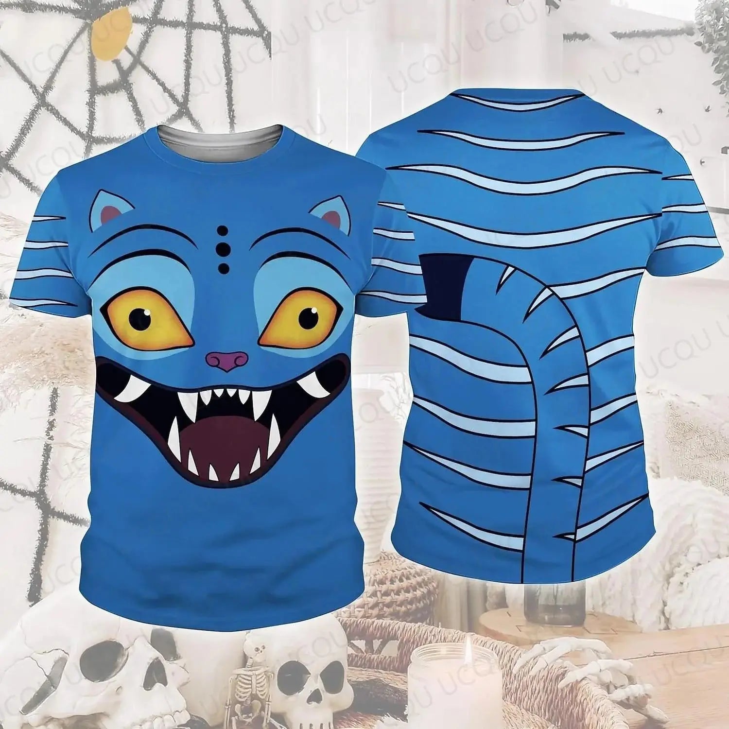 KPop Demon Hunters Tshirt for Men Halloween Tiger Cosplay Clothing Autumn Fashion 3D Print Parent Child Short Sleeve T-shirt